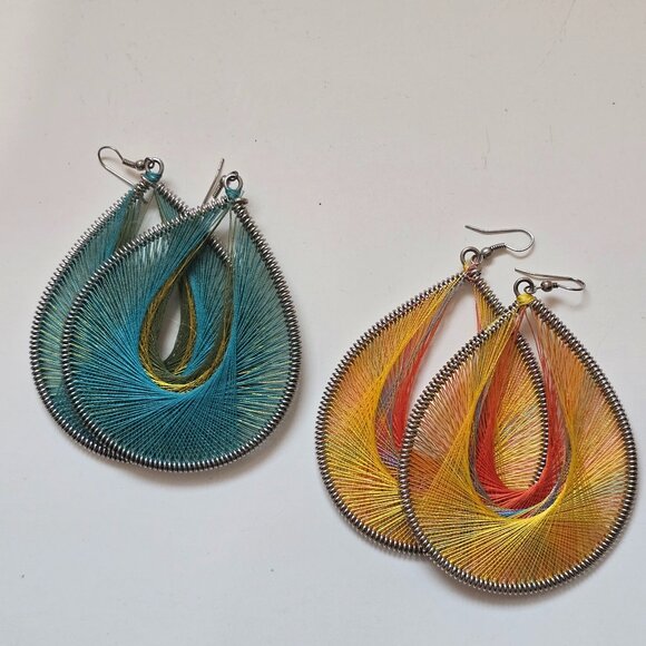 2 pairs of String Art Silk Thread Earings - Picture 1 of 5